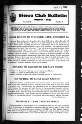 Sierra Club Bulletin 1934 Vol 19 No 5 October cover